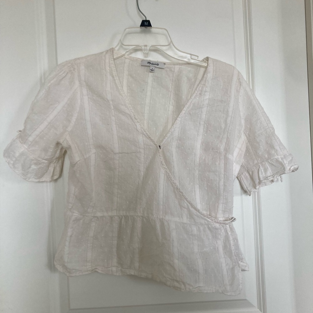 Madewell Ivory Wrap Blouse